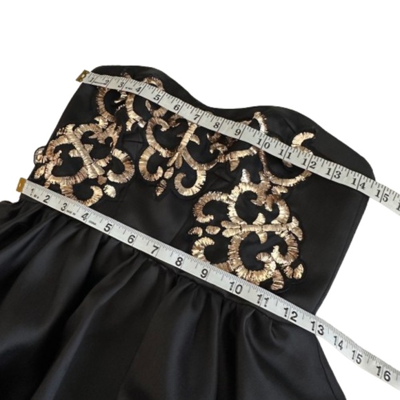 ABS Allen Schwartz Women's Sz. 2 Black & Gold Strapless Mini Prom/Cocktail Dress - Picture 13 of 16